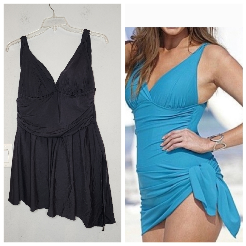 Magisculpt‎ Black Swimsuit dress. Women's plus size 20.